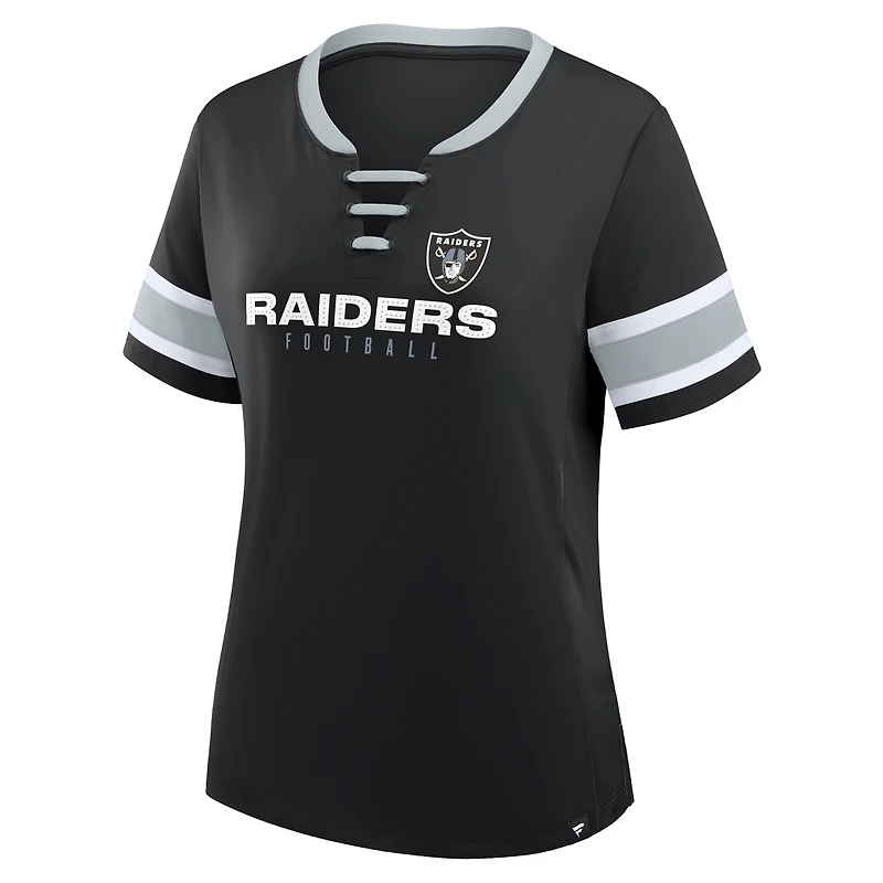 T-shirt à lacets Athena Redzone Draw Play des Las Vegas Raiders pour femme, noir, Fanatics