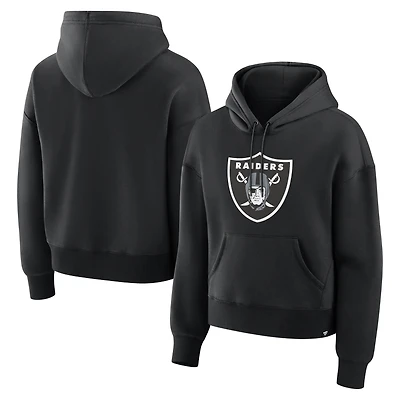 Sweat à capuche Fanatics noir pour femme, Las Vegas Raiders, coupe décontractée, taille haute, modèle Essential Legacy