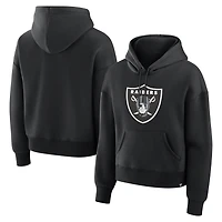 Sweat à capuche Fanatics noir pour femme, Las Vegas Raiders, coupe décontractée, taille haute, modèle Essential Legacy