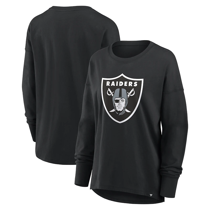 T-shirt à manches longues Fanatics Black Las Vegas Raiders pour femmes, coupe décontractée.