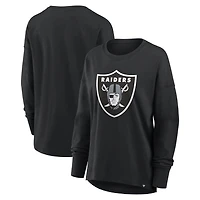 T-shirt à manches longues Fanatics Black Las Vegas Raiders pour femmes, coupe décontractée.