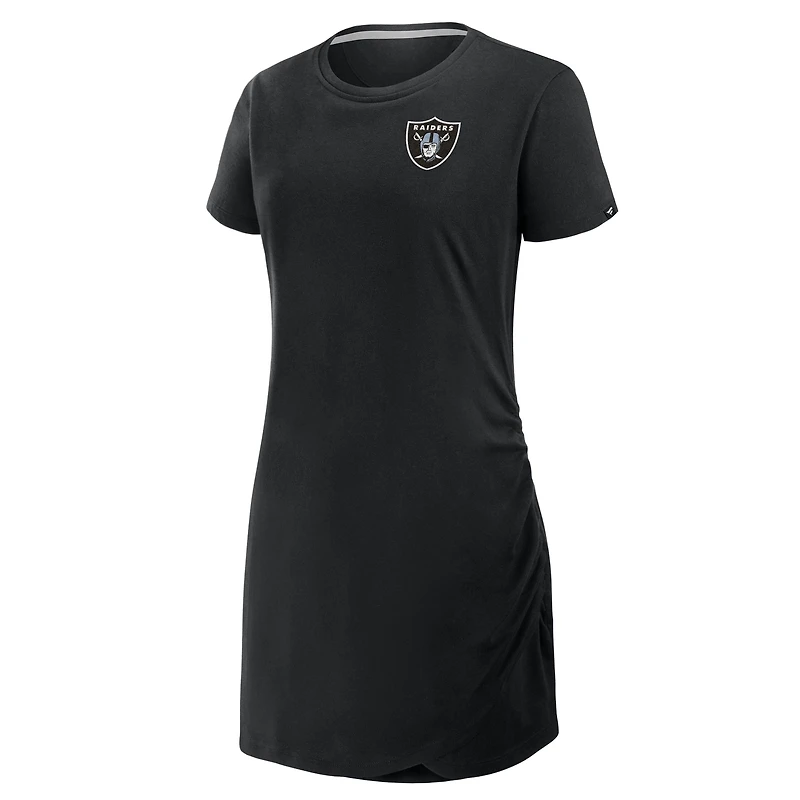Women's Fanatics Black Las Vegas Raiders Ruched Drape T-Shirt Dress