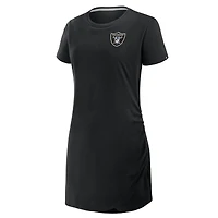 Women's Fanatics Black Las Vegas Raiders Ruched Drape T-Shirt Dress