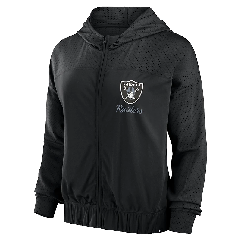 Sweat à capuche entièrement zippé Las Vegas Raiders Script Lock pour femmes Fanatics Black