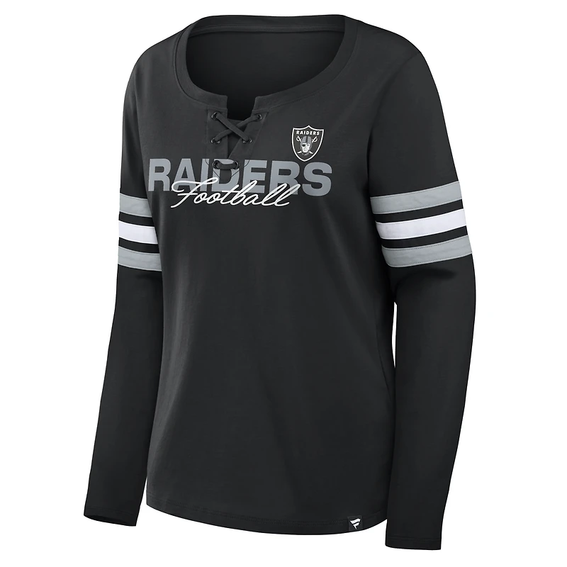 Women's Fanatics  Black Las Vegas Raiders Team First Coverage Scheme Lace-Up Long Sleeve T-Shirt
