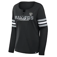 Women's Fanatics  Black Las Vegas Raiders Team First Coverage Scheme Lace-Up Long Sleeve T-Shirt