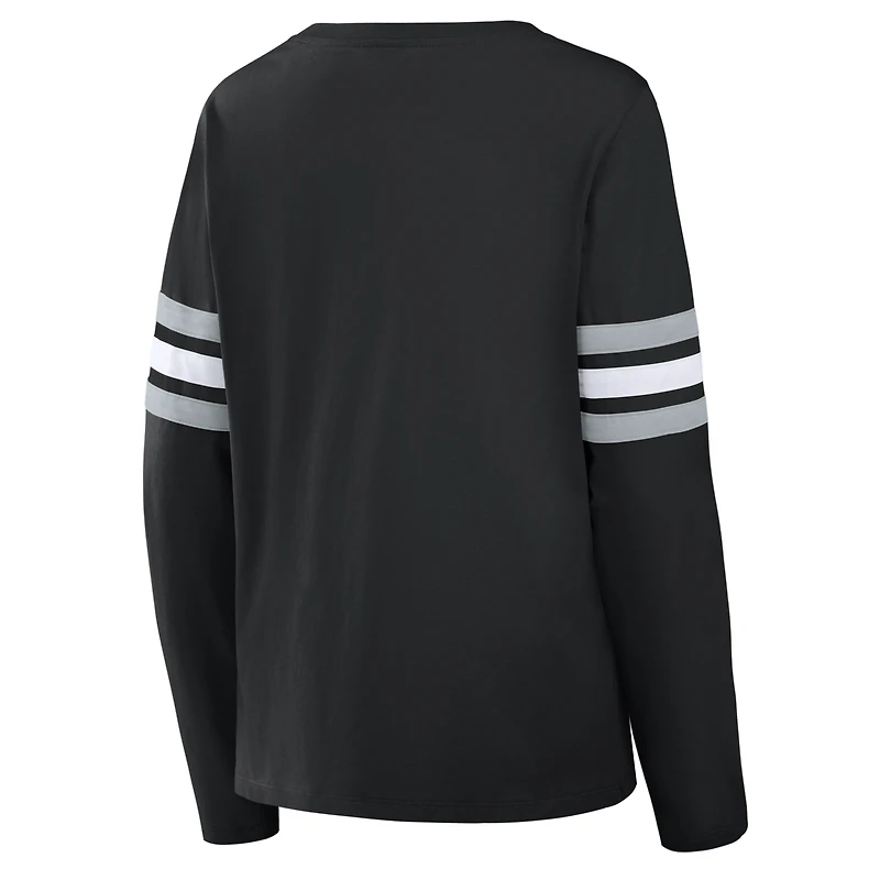 Women's Fanatics  Black Las Vegas Raiders Team First Coverage Scheme Lace-Up Long Sleeve T-Shirt