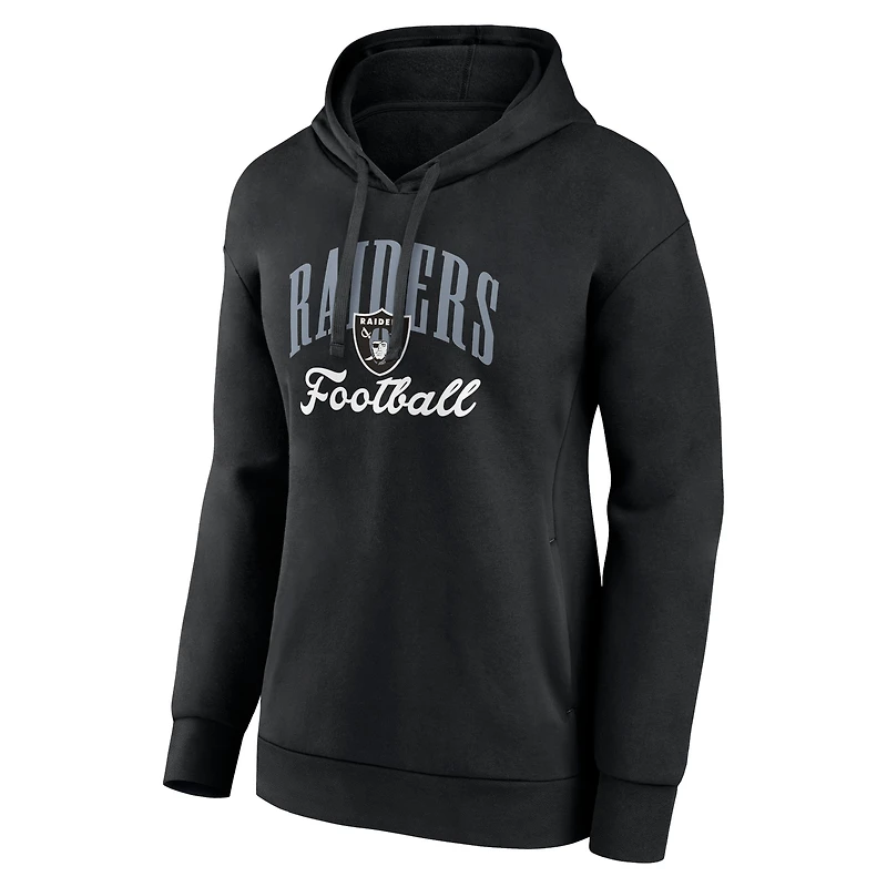 Women's Fanatics Black Las Vegas Raiders Team Logo Victory Script Pullover Hoodie