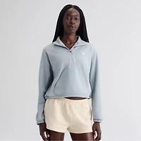 Pull à col zippé oversize bleu Las Vegas Raiders pour femme, en mélange de trois matières, la marque Fanatics.