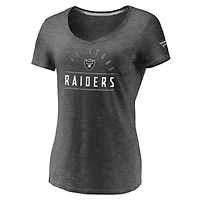 Women's Fanatics Charcoal Las Vegas Raiders League Leader Space Dye V-Neck T-Shirt