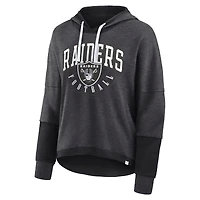 Women's Fanatics Charcoal Las Vegas Raiders Lightewight Modest Crop Lounge Helmet Arch Pullover Hoodie