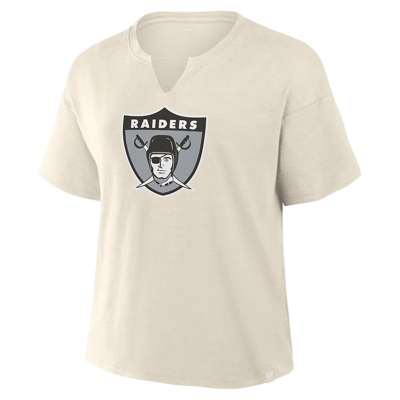 T-shirt boxy flammé crème Fanatics pour femme, motif Las Vegas Raiders, Trick Play