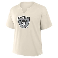 T-shirt boxy flammé crème Fanatics pour femme, motif Las Vegas Raiders, Trick Play