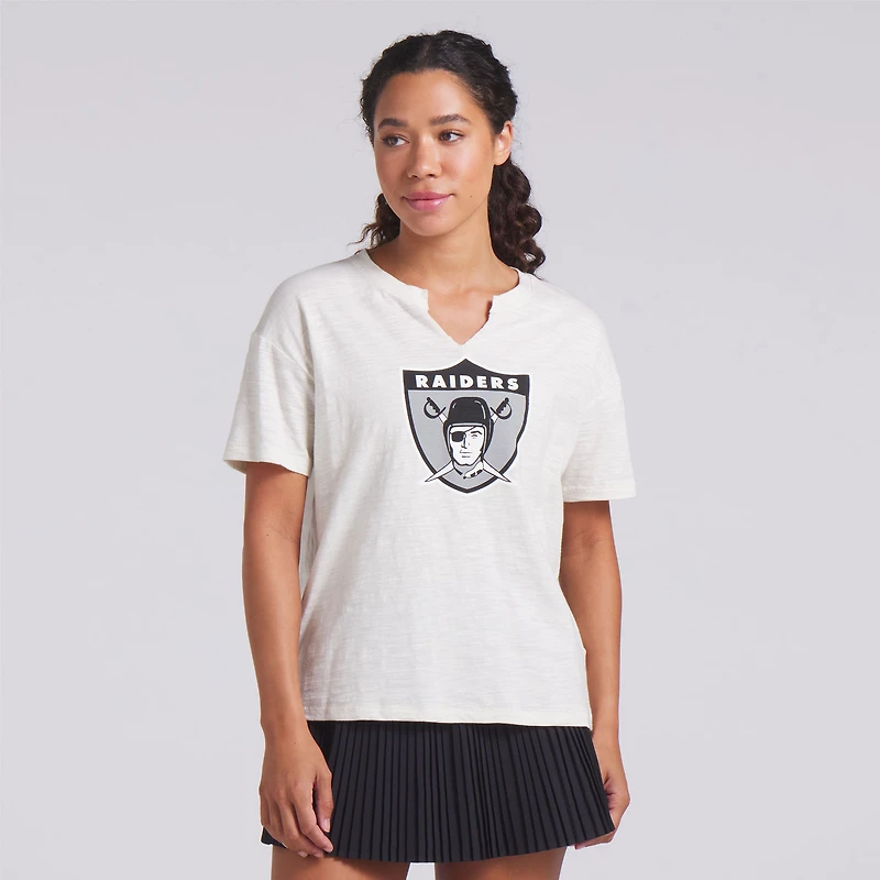 T-shirt boxy flammé crème Fanatics pour femme, motif Las Vegas Raiders, Trick Play