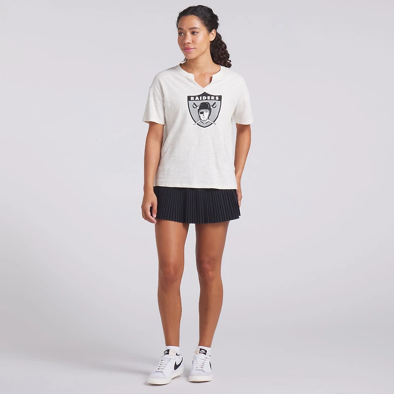 T-shirt boxy flammé crème Fanatics pour femme, motif Las Vegas Raiders, Trick Play