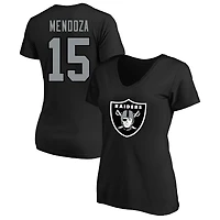 T-shirt à col en V pour femme, grande taille, avec nom et numéro de Fernando Mendoza, Las Vegas Raiders, la marque Fanatics.