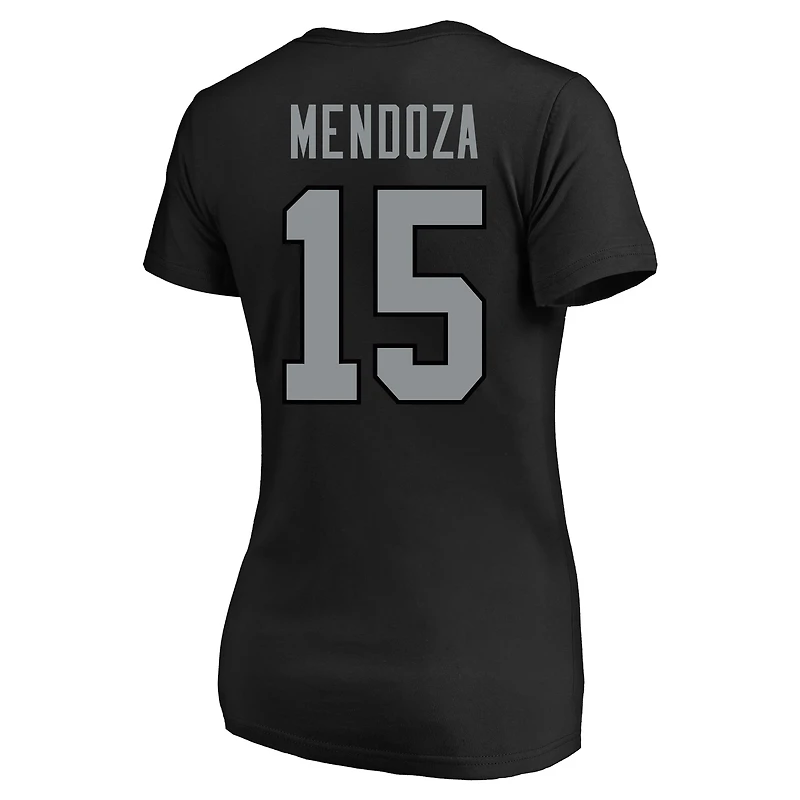 Women's Fanatics Fernando Mendoza Black Las Vegas Raiders Plus Name & Number V-Neck T-Shirt