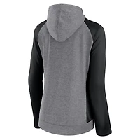 Sweat à capuche entièrement zippé Fanatics pour femmes, gris/noir, Las Vegas Raiders Blind Side Raglan