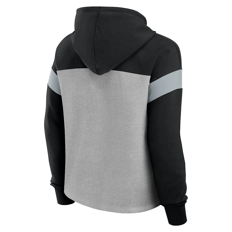 Women's Fanatics Heather Gray/Black Las Vegas Raiders Bold Play Call Pullover Hoodie