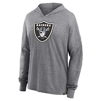 Women's Fanatics Heather Gray Las Vegas Raiders Cozy Primary Pullover Hoodie
