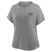 T-shirt Henley surdimensionné gris chiné pour femme des Las Vegas Raiders, Hometown Premium
