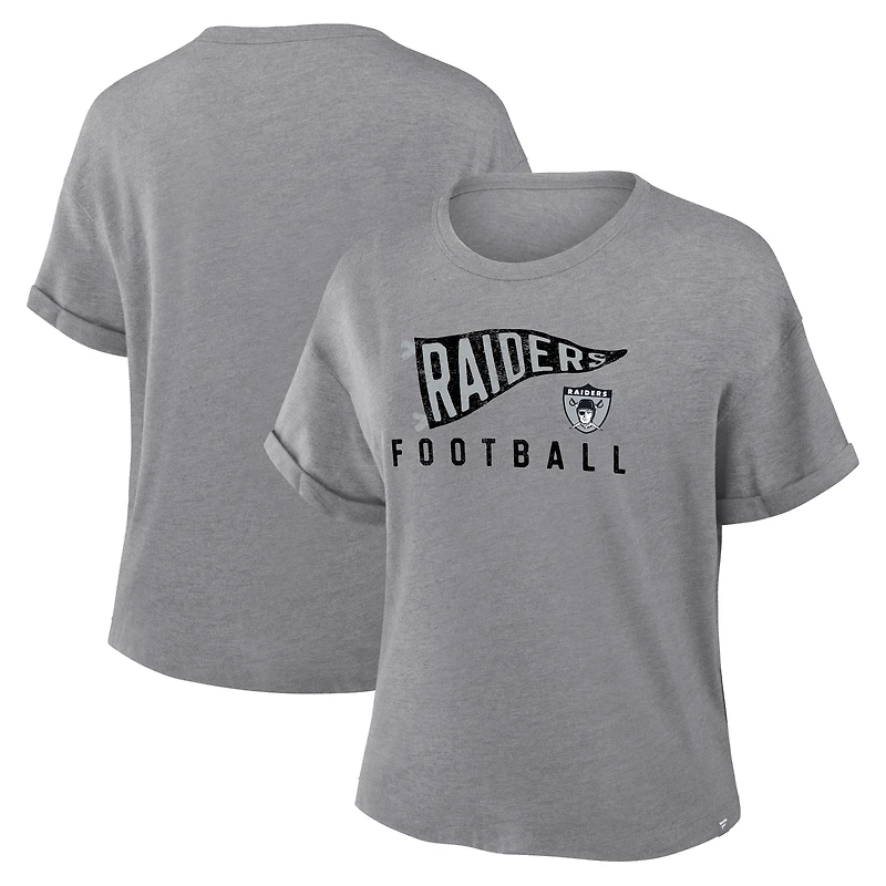 T-shirt boxy tri-blend hommage aux Las Vegas Raiders, gris chiné, Fanatics pour femme