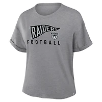 T-shirt boxy tri-blend hommage aux Las Vegas Raiders, gris chiné, Fanatics pour femme