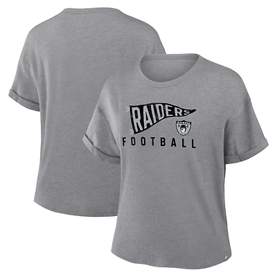 T-shirt boxy tri-blend hommage aux Las Vegas Raiders, gris chiné, Fanatics pour femme
