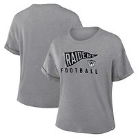 T-shirt boxy tri-blend hommage aux Las Vegas Raiders, gris chiné, Fanatics pour femme