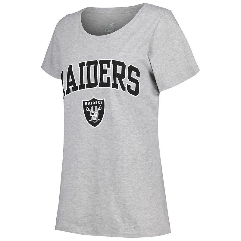 Women's Fanatics Heather Gray Las Vegas Raiders Plus Arch Over Logo T-Shirt