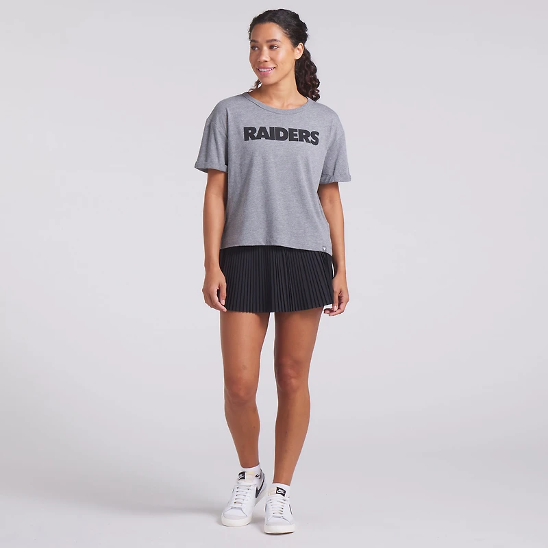 Women's Fanatics Heather Gray Las Vegas Raiders Swing Pass Tri-Blend Boxy T-Shirt