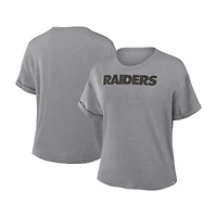 Women's Fanatics Heather Gray Las Vegas Raiders Swing Pass Tri-Blend Boxy T-Shirt