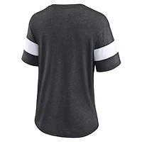 T-shirt à manches mi-longues et col en V Fanatics Heathered Charcoal Las Vegas Raiders Give It All pour femmes
