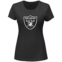 T-shirt à col en V Fanatics Maxx Crosby noir pour femmes, grandes tailles, Las Vegas Raiders, nom et numéro