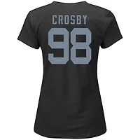 T-shirt à col en V Fanatics Maxx Crosby noir pour femmes, grandes tailles, Las Vegas Raiders, nom et numéro