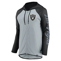 Sweat à capuche zippé intégral argenté/noir Las Vegas Raiders Fanatics pour femme