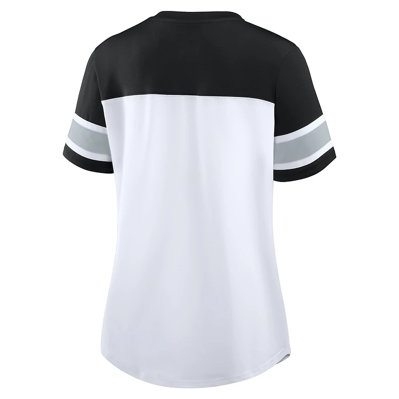 Women's Fanatics White/Black Las Vegas Raiders Athena Lace-Up V-Neck T-Shirt