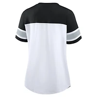 Women's Fanatics White/Black Las Vegas Raiders Athena Lace-Up V-Neck T-Shirt