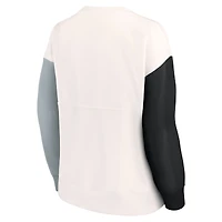 Women's Fanatics White Las Vegas Raiders Colorblock Primary Logo Pullover Sweatshirt