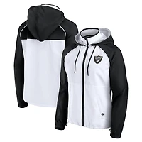 Veste à capuche anorak entièrement zippée blanche Fanatics pour femme des Las Vegas Raiders