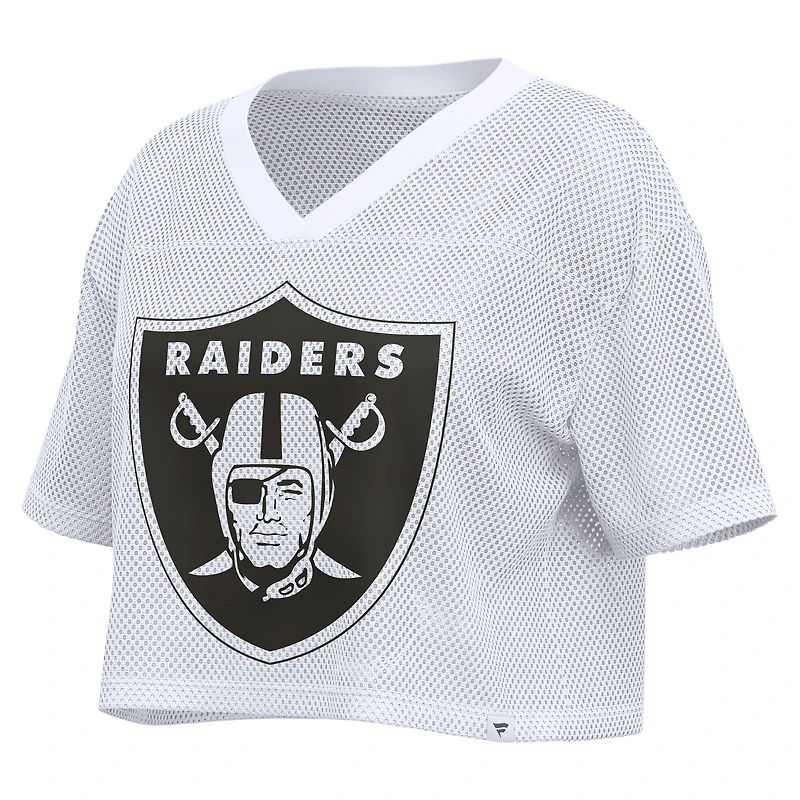 Women's Fanatics White Las Vegas Raiders Oversized Mesh Cropped V-Neck Jersey
