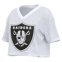 Women's Fanatics White Las Vegas Raiders Oversized Mesh Cropped V-Neck Jersey