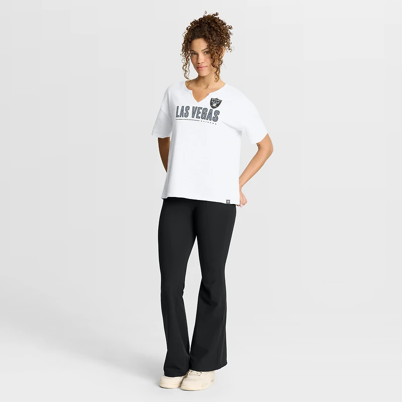 T-shirt boxy blanc flammé Fanatics pour femme des Las Vegas Raiders Redzone