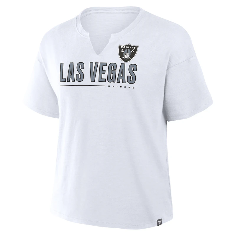 T-shirt boxy blanc flammé Fanatics pour femme des Las Vegas Raiders Redzone