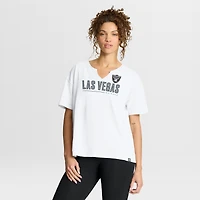 T-shirt boxy blanc flammé Fanatics pour femme des Las Vegas Raiders Redzone