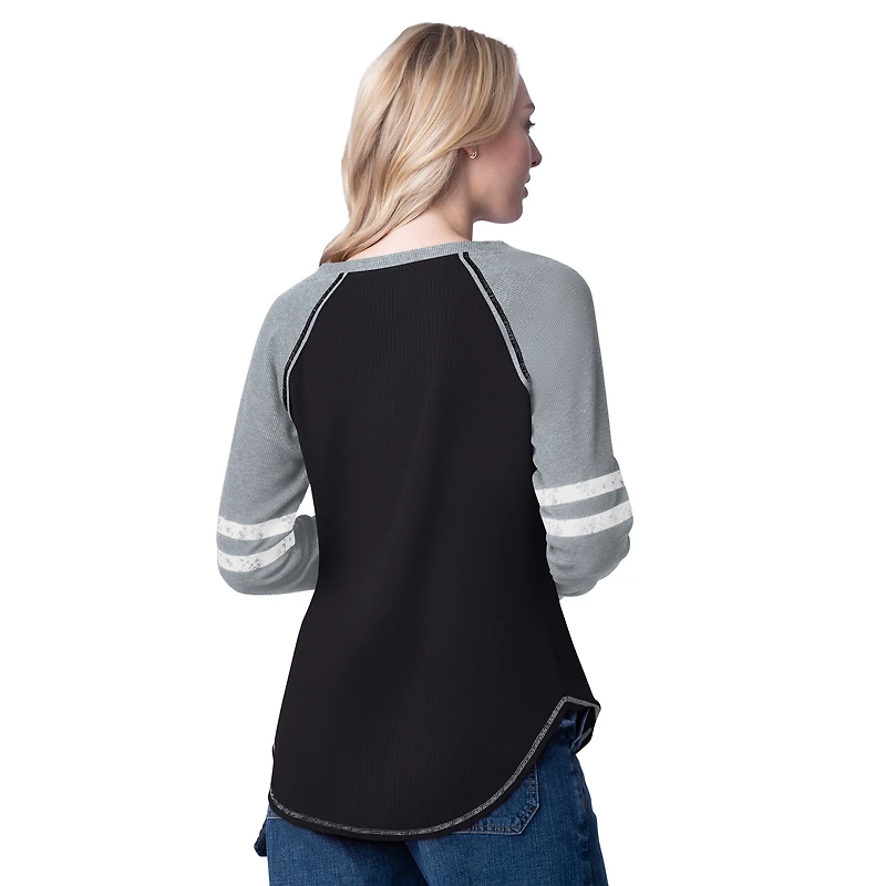 Women's G-III 4Her by Carl Banks Black/Silver Las Vegas Raiders Winner Long Sleeve T-Shirt