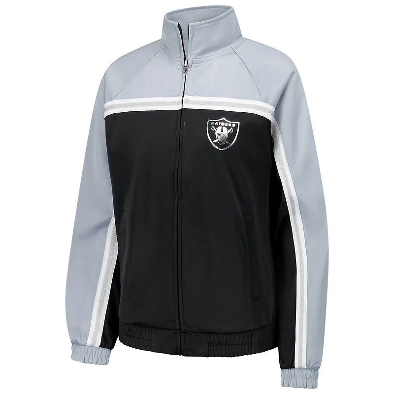 Veste de survêtement d'après-match entièrement zippée G-III 4Her par Carl Banks pour femme, noire, des Las Vegas Raiders