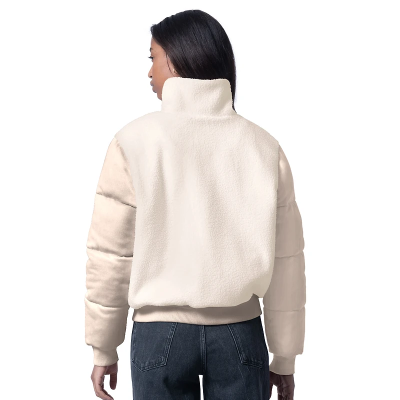 Women's G-III 4Her by Carl Banks Cream Las Vegas Raiders Cheerleader Sherpa Full-Zip Jacket