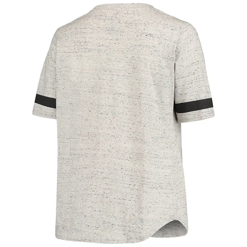 T-shirt gris chiné Las Vegas Raiders taille plus à col en V lacets pour femme