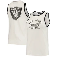 Débardeur à col rond blanc/noir Junk Food pour femmes Las Vegas Raiders Throwback Pop Binding